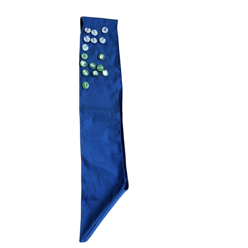 Vtg Rare Methodist Christian Youth‎ Crusaders CYC Blue Sash Full of pins 1980s
